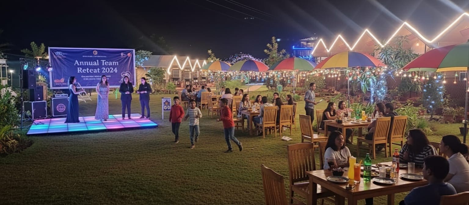 Panoramic Himalayan mountain view from The Jungle Mist Resort in Rishikesh